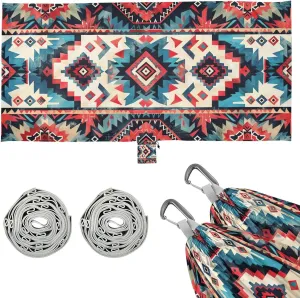 Native Tapestry Patterns Camping Hammock, 330 lbs with 2 Tree Straps, Carry Bag, Single Portable Hammock for Outdoor/Indoor, Hiking, Beach, Backpacking, Travel