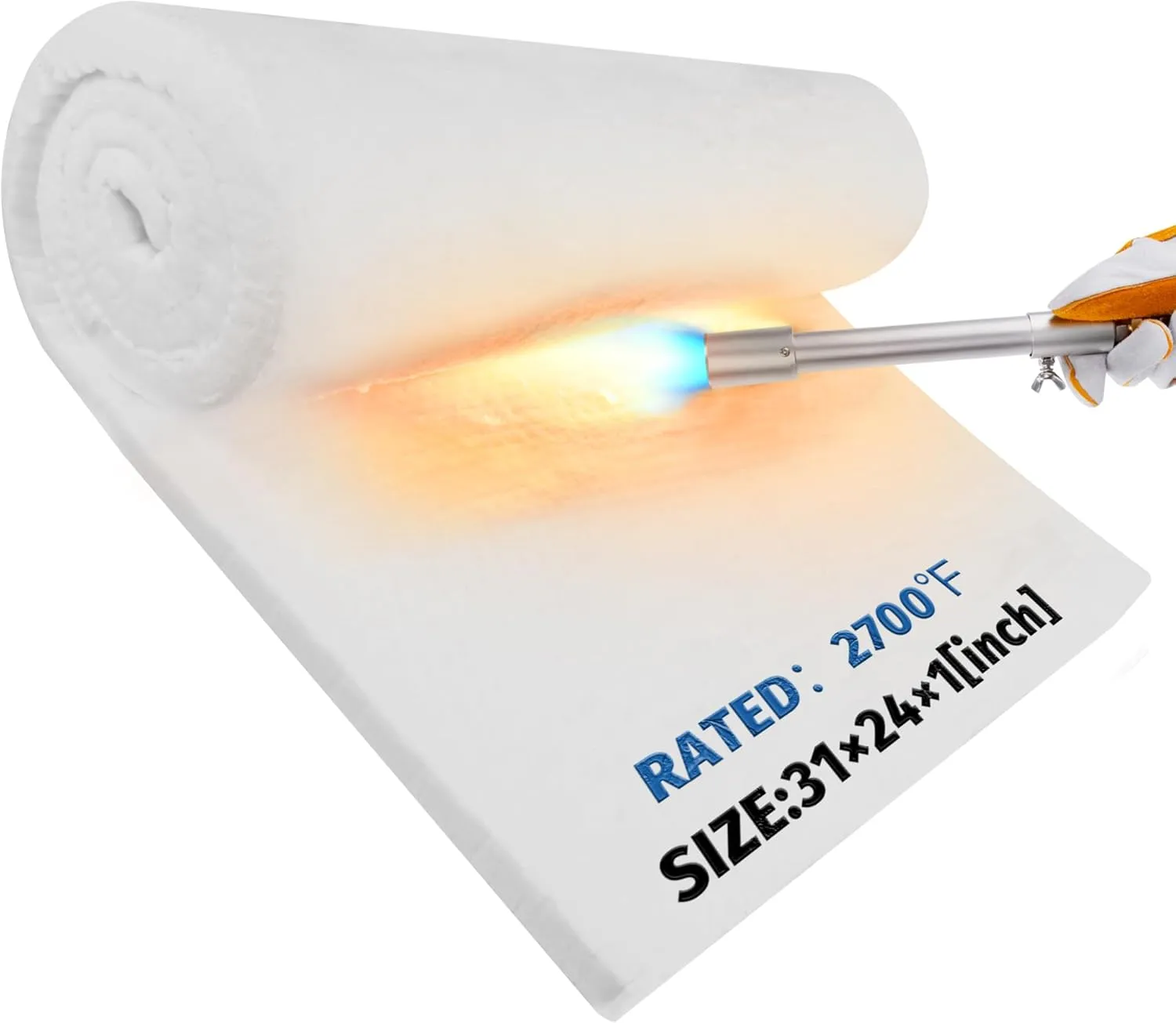 Nelyrho Ceramic Fiber Insulation Blanket 31"×24"×1"/1 Piece, 2700F Fireproof Insulation for Dishwasher,Kilns, Forges, Boiler, Pizza Oven, Fireplace, Chimney