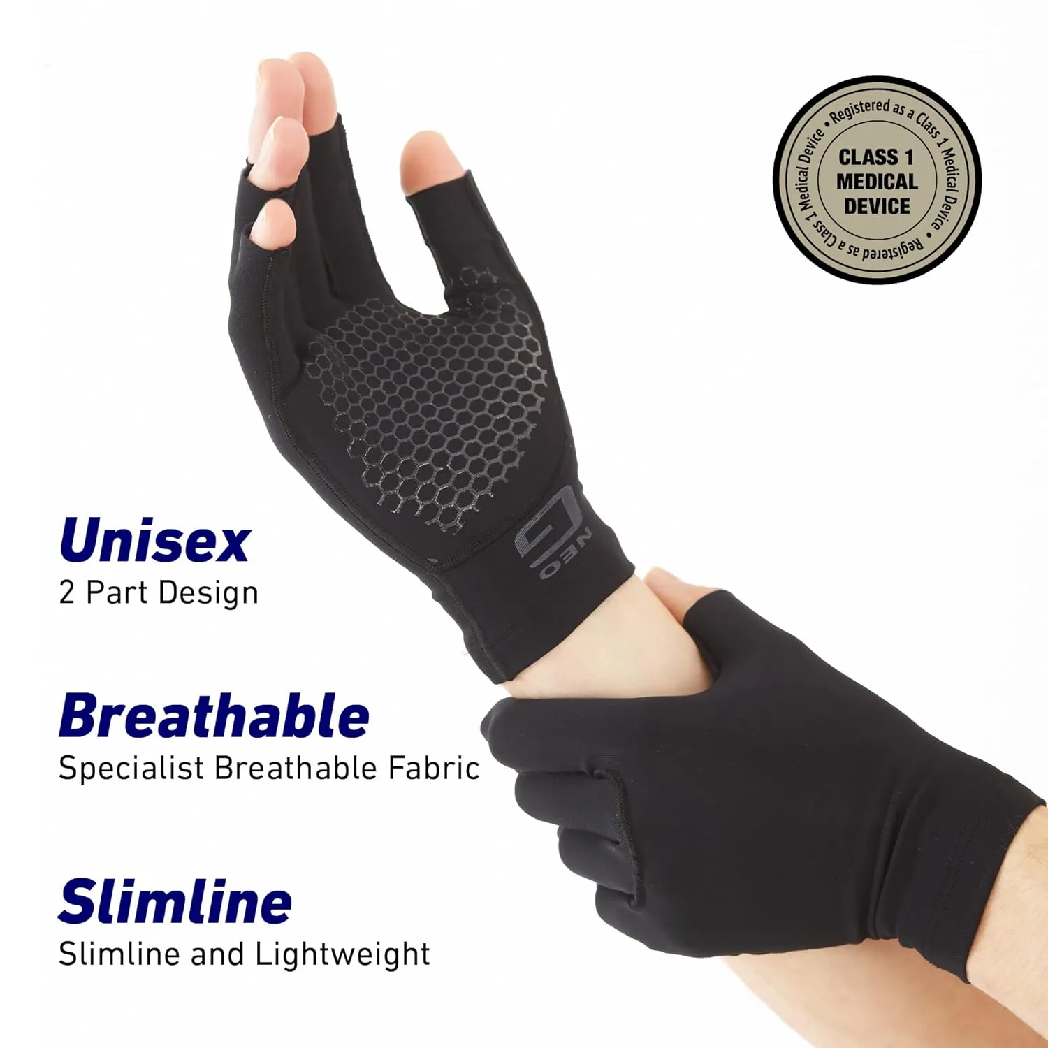 Neo-G Arthritis Gloves - Compression Gloves for Arthritis for women and men, RSI, Joint pain - Dual Layer System for Optimum Mobility, Flexibility, Warmth and Comfort – L - Class 1 Medical Device