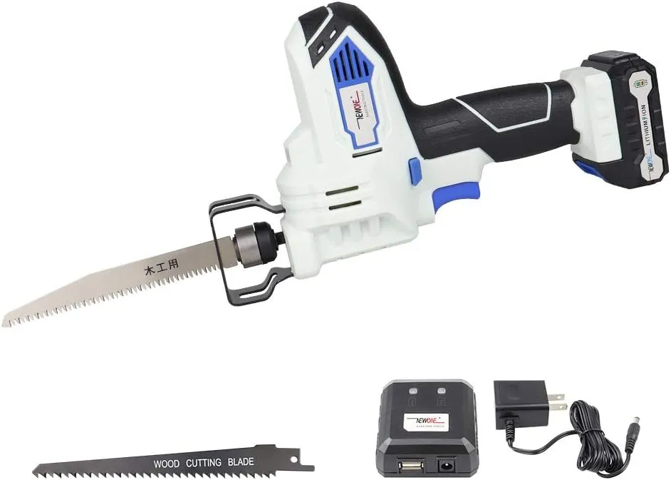 NEWON 12V Cordless Small Reciprocating Saw with 1/2 inch stroke length,2A Battery & 2 Saw Blades,0-3000RPM for Easy Wood, Metal, PVC Pipe Cutting,Smart Charger and USB Power Source