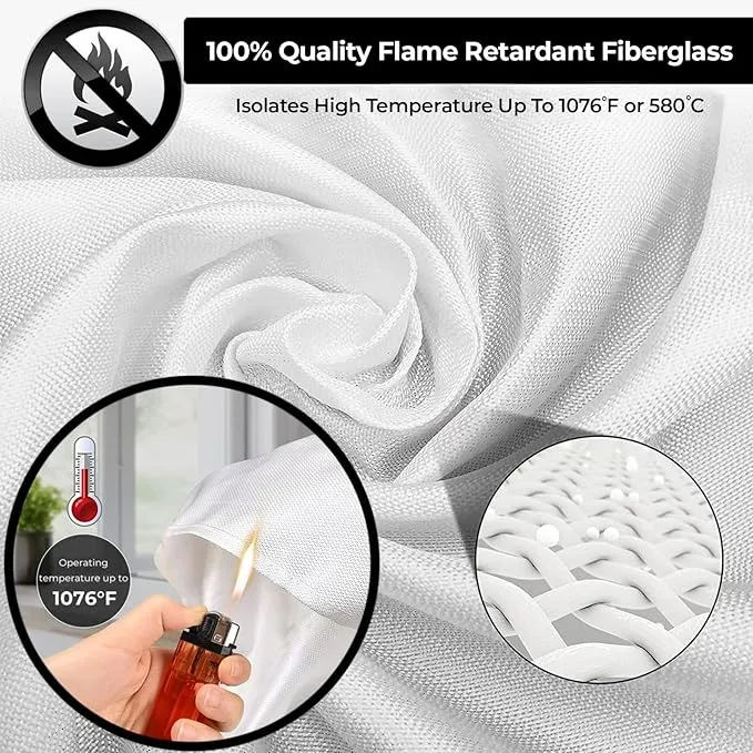 NEXARA Emergency Fire Blanket for Home and Kitchen - 2 Pack 47"x47" Flame Suppression Fiberglass Fire Blankets for House Camping Car Office Warehouse Emergency Survival Safety 2 Hooks & 2 Gloves
