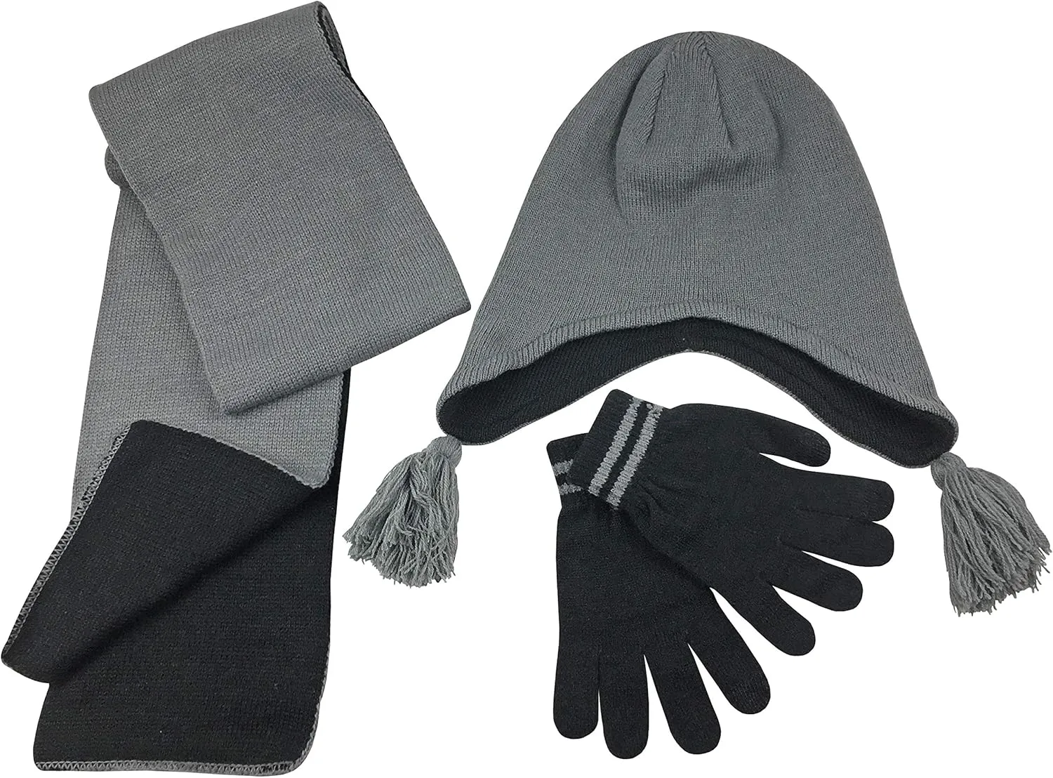 N'Ice Caps Kids Adults Hat Scarf Glove Winter 3 Piece Knit Accessory Set Touchscreen