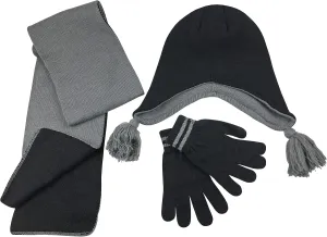 N'Ice Caps Kids Adults Hat Scarf Glove Winter 3 Piece Knit Accessory Set Touchscreen