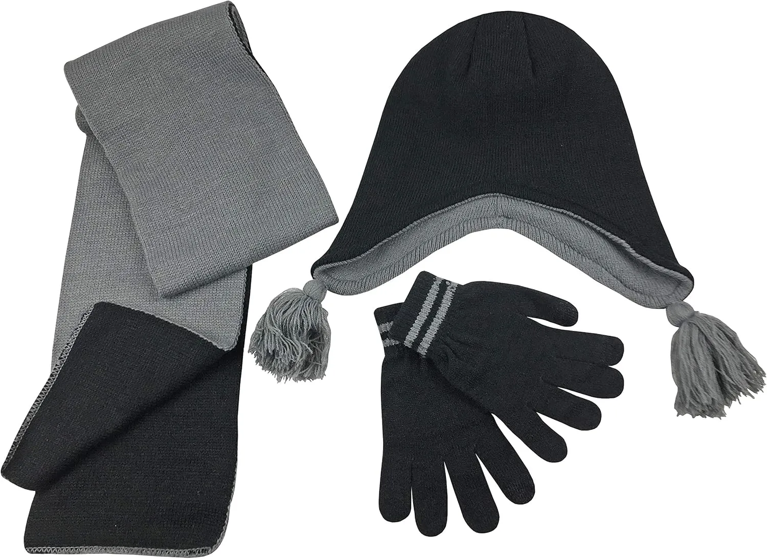 N'Ice Caps Kids Adults Hat Scarf Glove Winter 3 Piece Knit Accessory Set Touchscreen