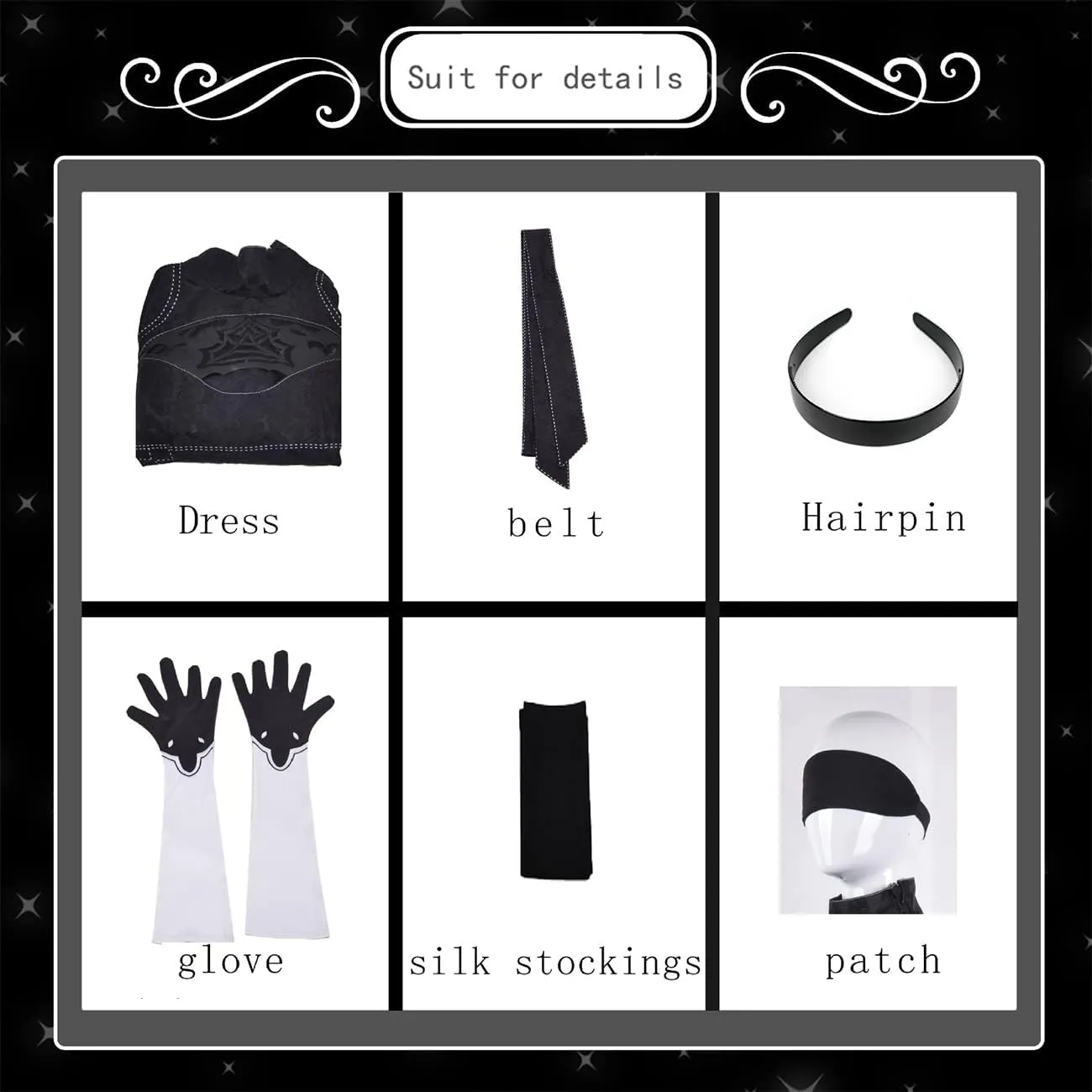 NieR: Automata 2b Cosplay Black Tone Dress and Wig Animation Cosplay Halloween Costume with Gloves