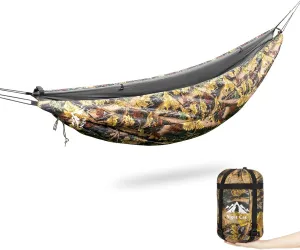Night Cat Hammock Underquilts Sleeping Bag Single Insulated Under Blanket for Hammock 4 Seasons Lightweight Soft Warm 5-20℃ 8x3.6ft Camouflage