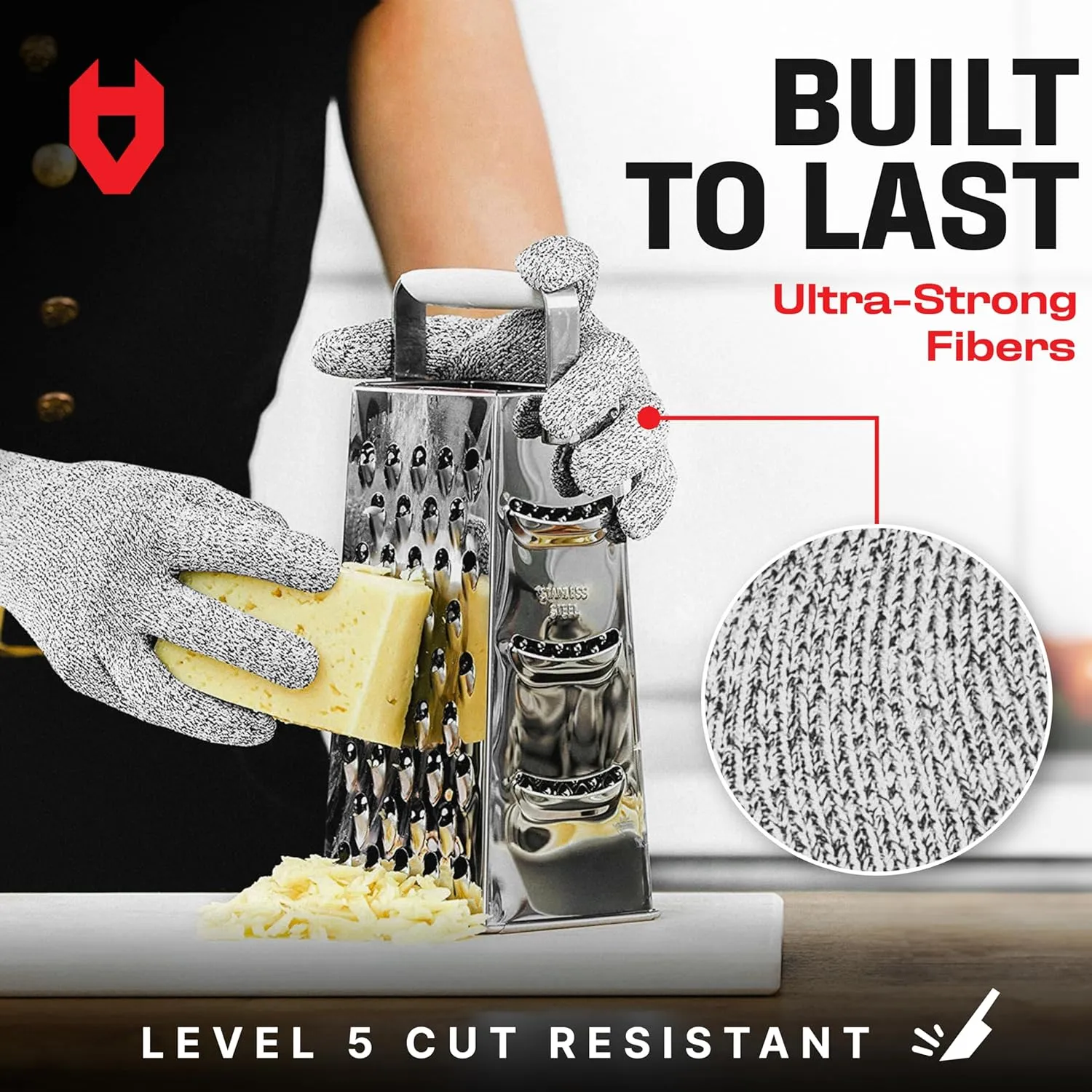 NoCry Premium Cut Resistant Gloves Food Grade — Level 5 Protection; Ambidextrous; Machine Washable; Superior Comfort and Dexterity; Lightweight; Complimentary eBook (3-pack)