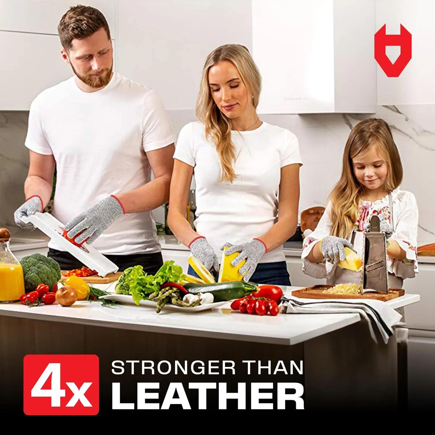 NoCry Premium Cut Resistant Gloves Food Grade — Level 5 Protection; Ambidextrous; Machine Washable; Superior Comfort and Dexterity; Lightweight; Complimentary eBook (3-pack)