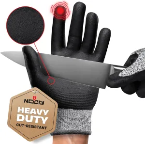 NoCry Professional Cut Resistant Work Gloves for Men and Women with Firm Grip and Waterproof Palms — Touchscreen Tips & Reinforced Thumb — Ideal for Cutting, Slicing and Dicing