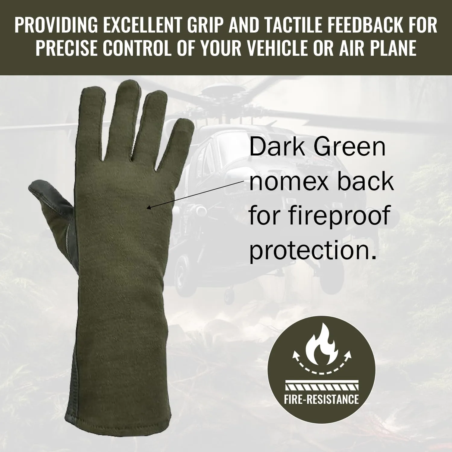 Nomex Flight Gloves, Leather Work Gloves for Men, Soft Durable Sheep Skin Leather Driving, Flying, Gardening Hunting Gloves