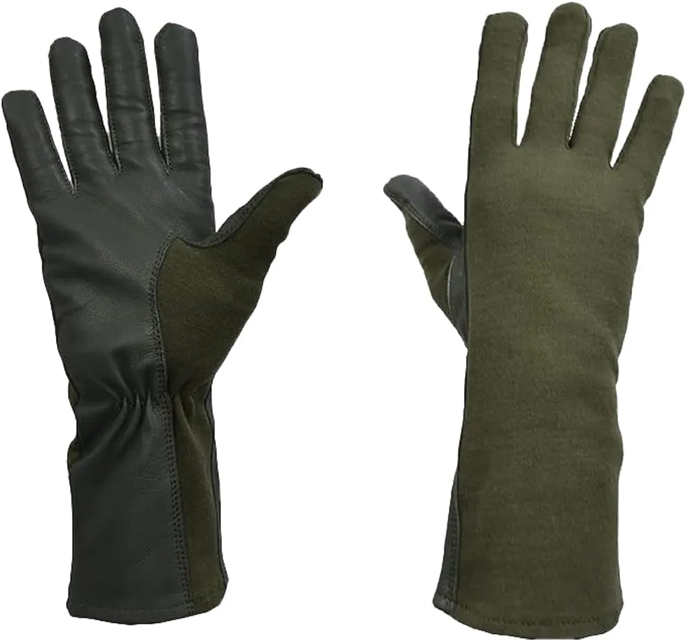 Nomex Flight Gloves, Leather Work Gloves for Men, Soft Durable Sheep Skin Leather Driving, Flying, Gardening Hunting Gloves