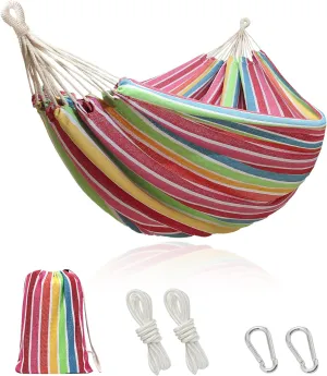 NORIDA Indoor Cotton Hammock Garden Hammocks with Tree Straps for Hanging Durable Up to 450lbs,Portable with Travel Bag, Comfortable Fabric Perfect for Camping Outdoor Porch Patio Backyard (Rainbow)