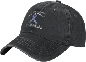 Not All Wounds are Visible Stomach Cancer Awareness Classic Casquette Cap Lightweight Adjustable Comfortable Breathable Men Women Hat2 Black