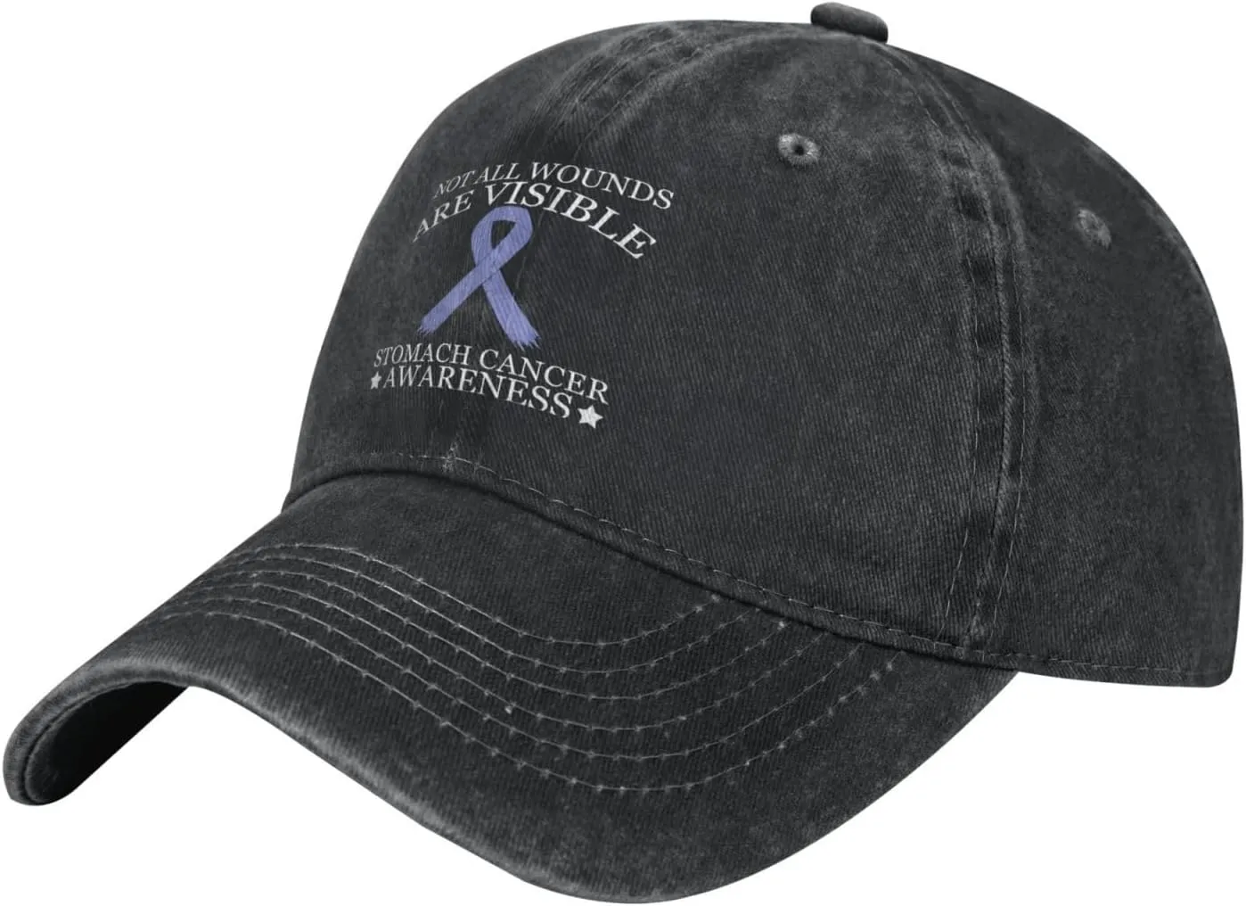 Not All Wounds are Visible Stomach Cancer Awareness Classic Casquette Cap Lightweight Adjustable Comfortable Breathable Men Women Hat2 Black
