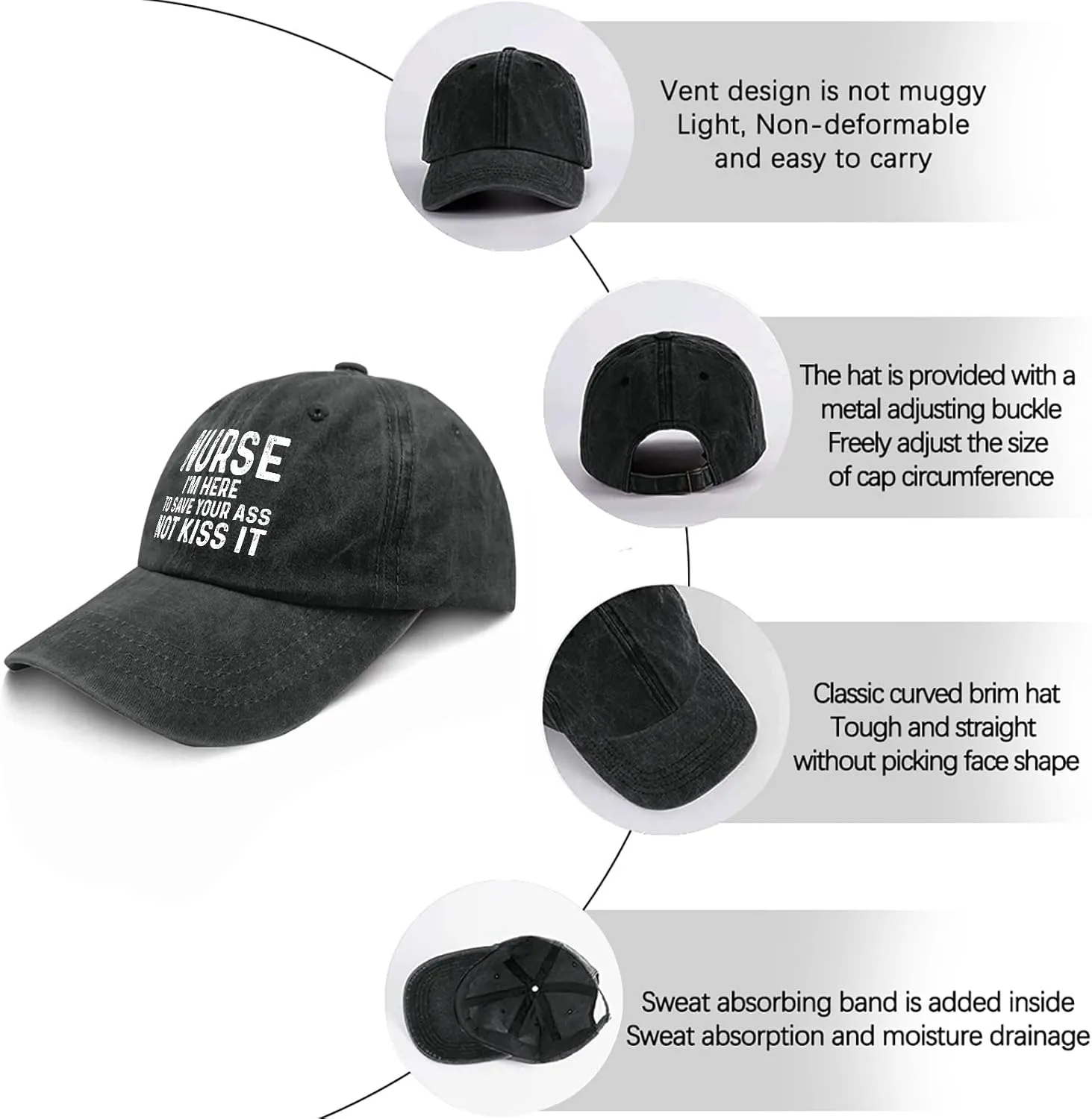 Nurse I'm HERE to Save Your Ass NOT KISS IT Hat for Men Funny Dad Hats Funny Birthday Gifts for Women
