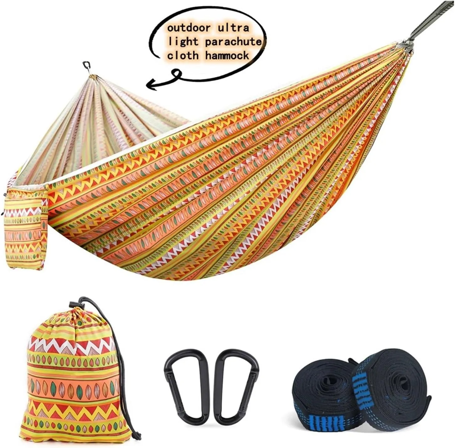 Nylon Parachute Hammock Net Portable Outdoor Garden Hammocks Quick Open Parachute Cloth Double Travel Camping Sleeping Hanging Hammock Swing Nature Hike Terrace Hammock(Blue)