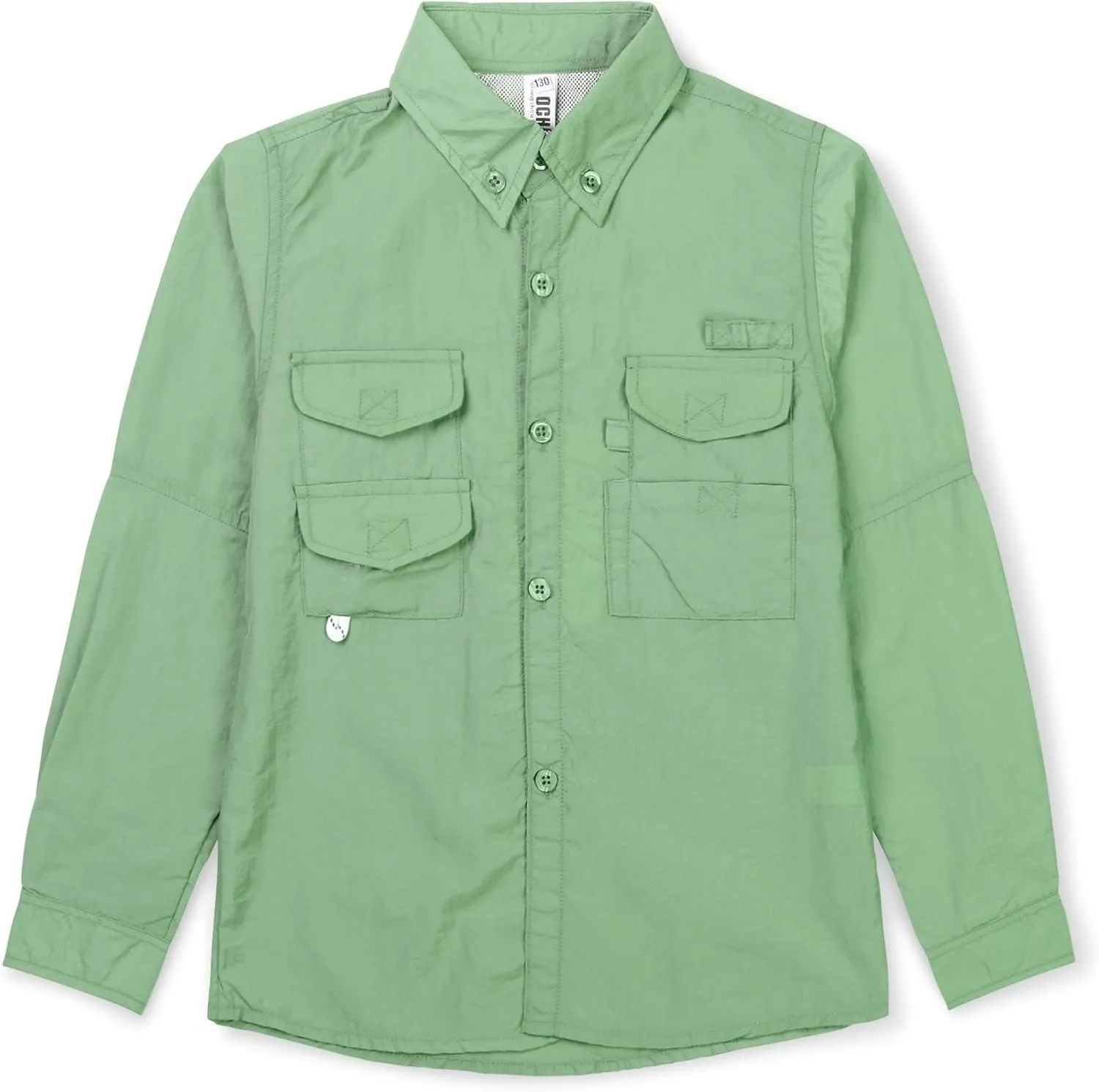 OCHENTA Boys' Button Down Long Sleeve Fishing Shirt Quick-Dry UV Sun Protection Outdoor Tops