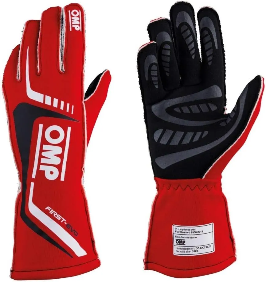 OMPFIRST EVO GLOVES RED SIZE XL FIA 8856-2018