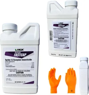 Onslaught Fastcap MGK 8 oz with Premium USA Supply Gloves - Spider and Scorpion Insecticide | USA Supply Pest Identification Card