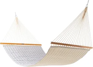 Original Pawleys Island Large Canvas Granite Sunbrella Quilted Hammock with Free Extension Chains & Tree Hooks, Handcrafted in The USA, Accommodates 2 People, 450 LB Weight Capacity, 13 ft. x 55 in.