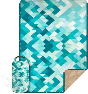 Outdoor Camping Blanket with Sherpa Lining, Extra Warm Thick Camp Blankets and Puffy Ultralight Soft Poncho DWR Camping Quilt for Cold Weather, Adventure, Sleeping, Backpacking 56"x 40"