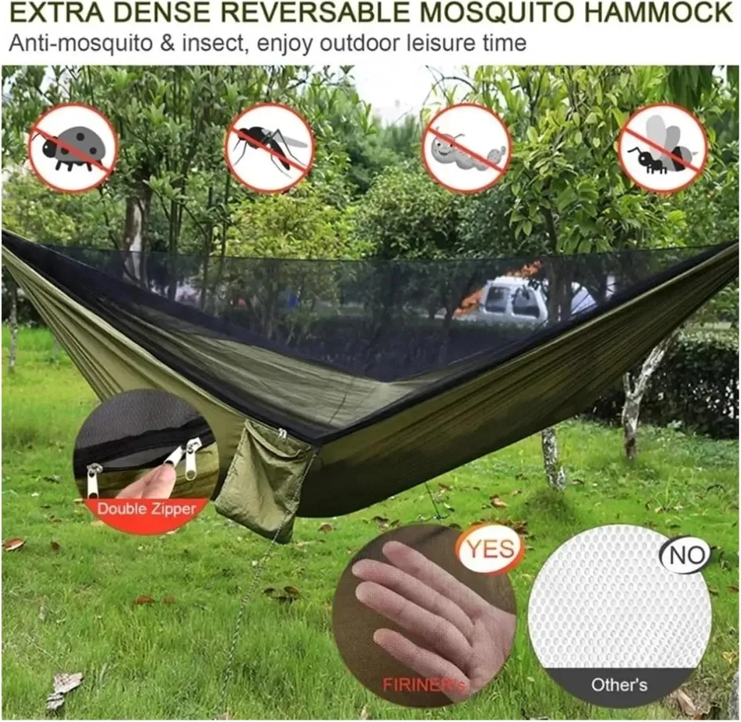 Outdoor Hammock Camping Hammock and Portable Travel Outdoor Hanging Sleeping with Mosquito Net Terrace Hammock(Green)