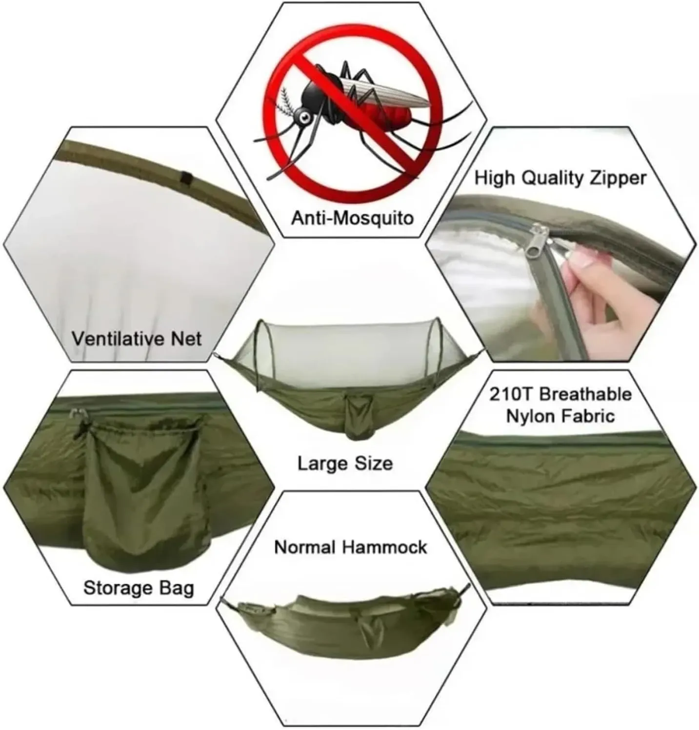 Outdoor Hammock Camping Hammock and Portable Travel Outdoor Hanging Sleeping with Mosquito Net Terrace Hammock(Green)