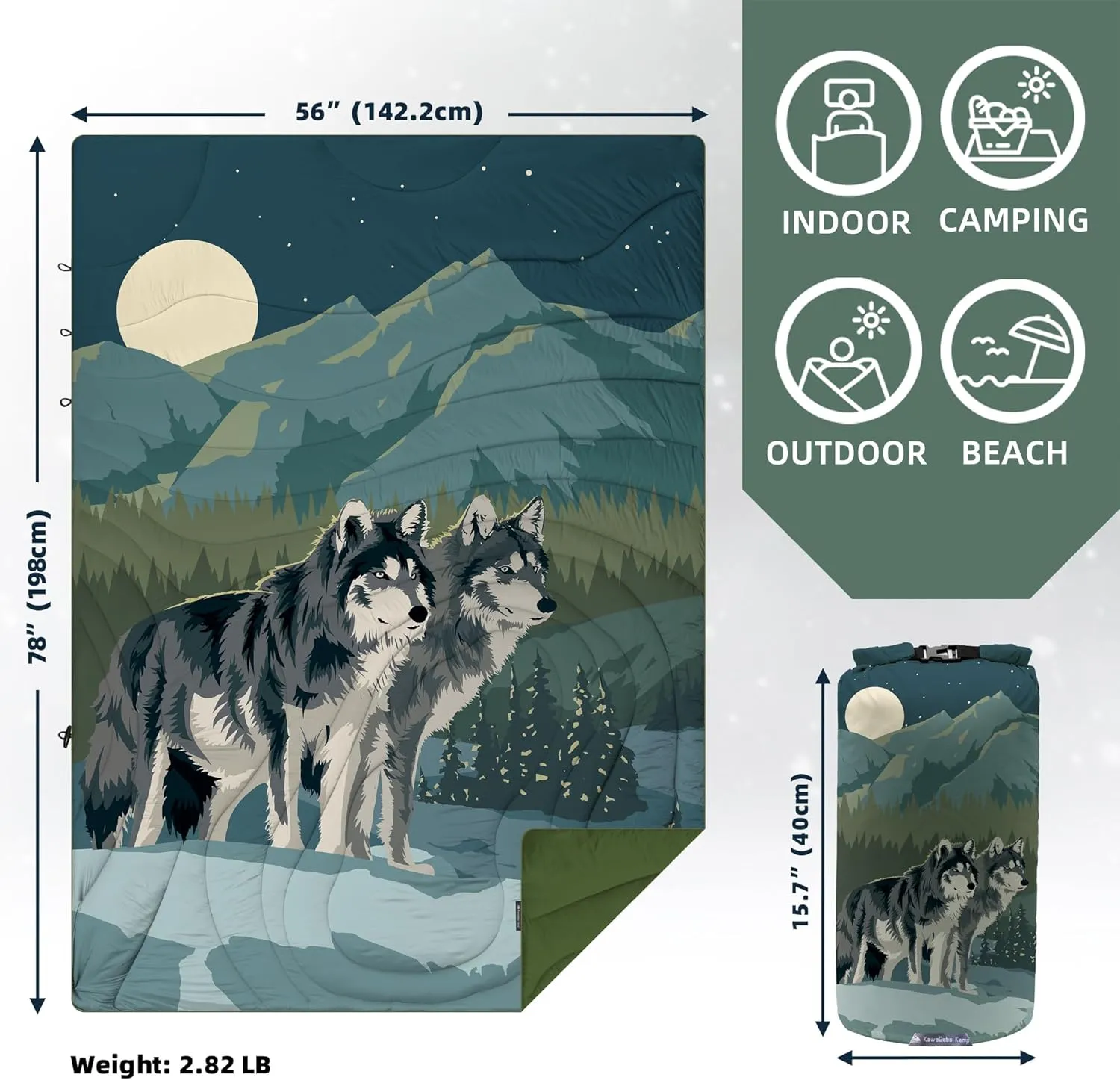 Outdoor Puffy Camping Blanket, Lightweight Windproof Warm Stadium Blanket, Packable Travel Camping Quilt for Cold Weather, Hiking, Backpacking, Sleeping, Hammock, Adventure 78"x 56"