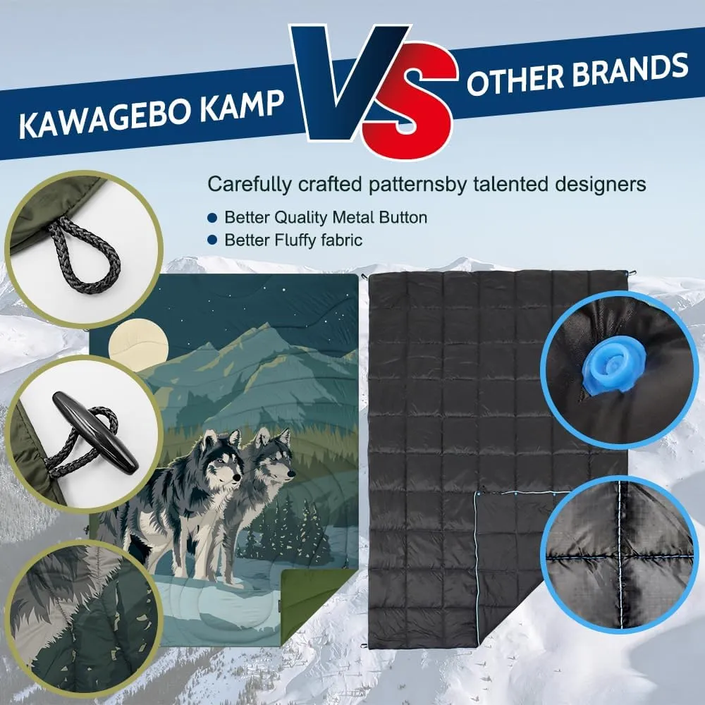 Outdoor Puffy Camping Blanket, Lightweight Windproof Warm Stadium Blanket, Packable Travel Camping Quilt for Cold Weather, Hiking, Backpacking, Sleeping, Hammock, Adventure 78"x 56"