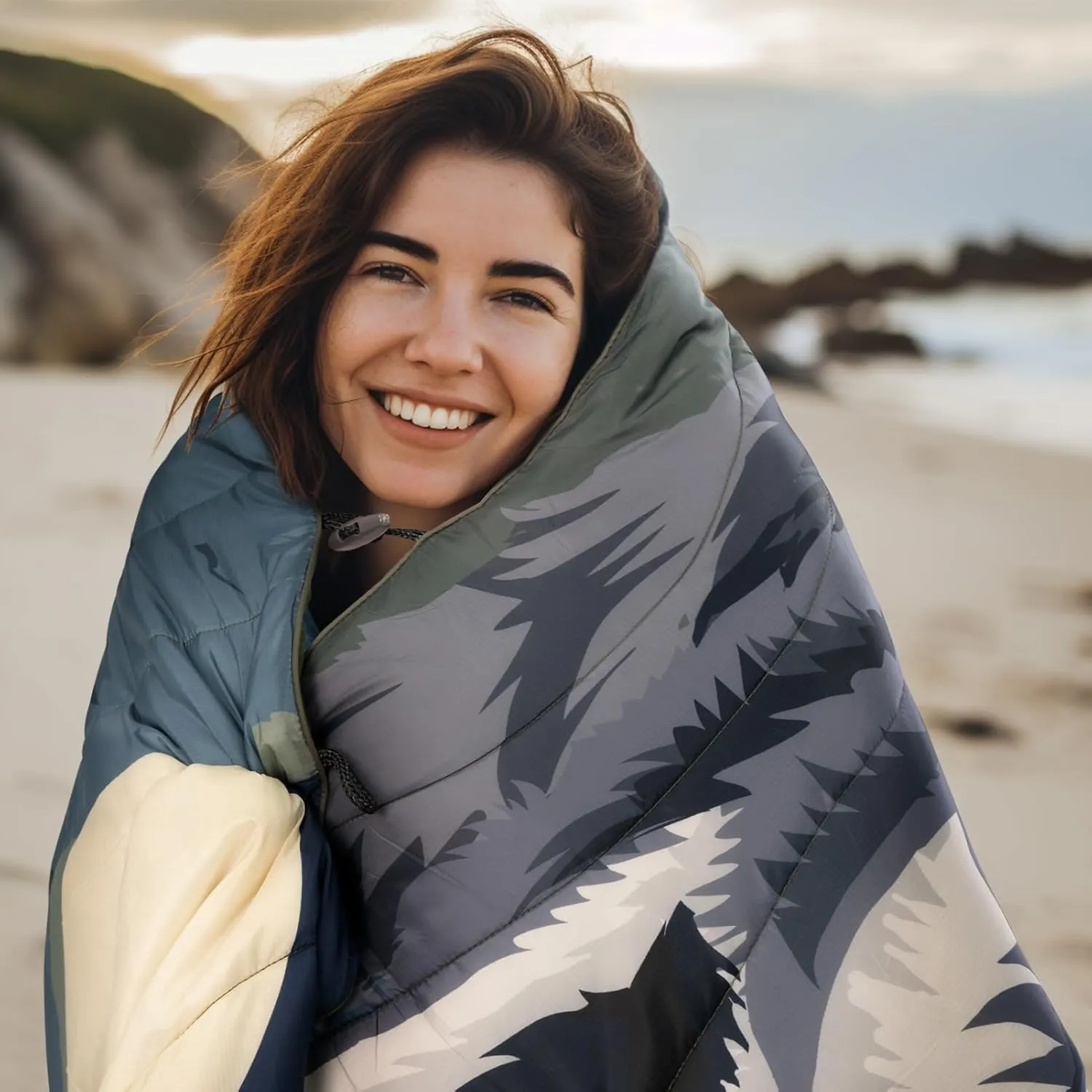 Outdoor Puffy Camping Blanket, Lightweight Windproof Warm Stadium Blanket, Packable Travel Camping Quilt for Cold Weather, Hiking, Backpacking, Sleeping, Hammock, Adventure 78"x 56"