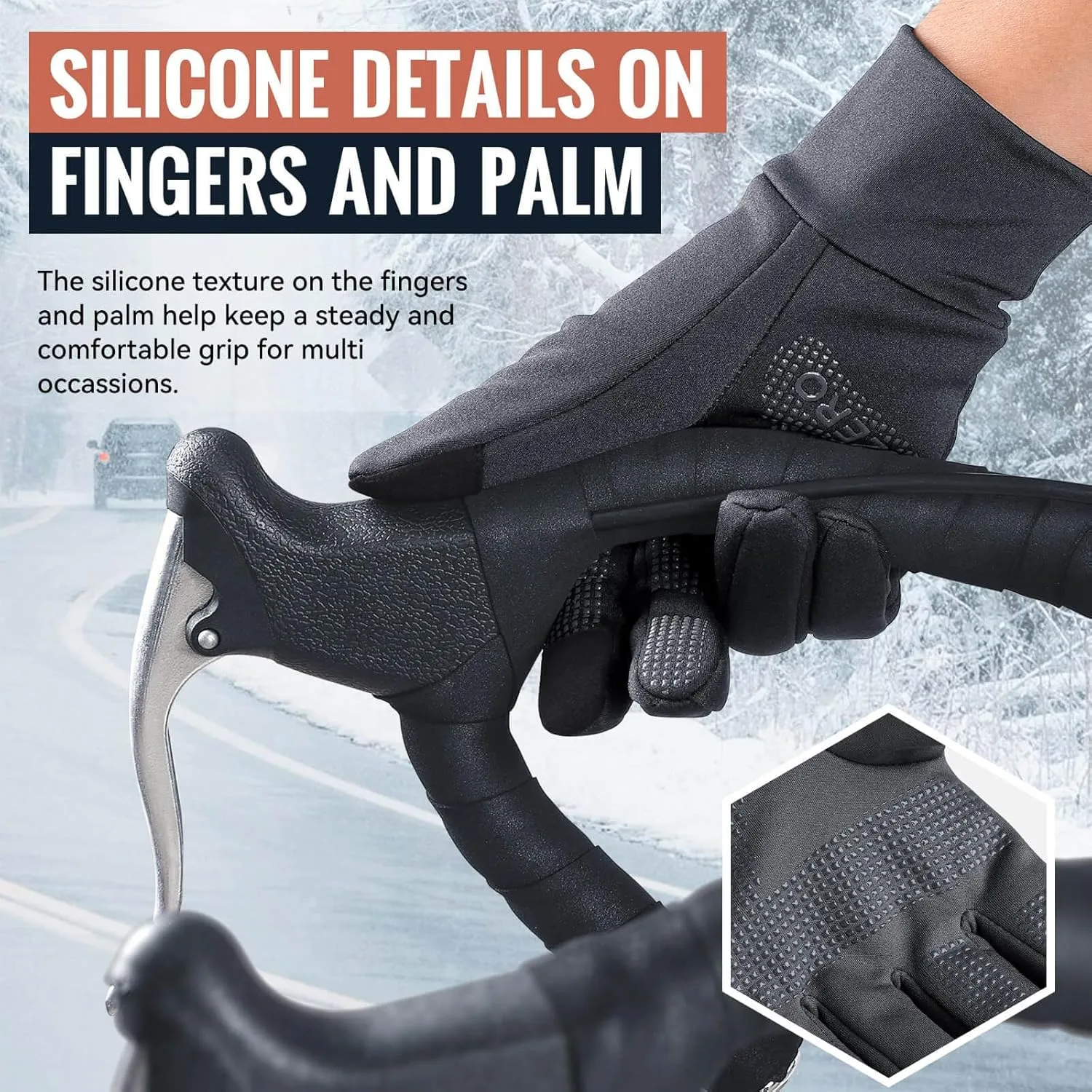 OZERO Winter Touchscreen Gloves for Men: Warm Running Gloves Windproof Water Resistant - Lightweight Thermal Glove for Hiking Cycling Driving