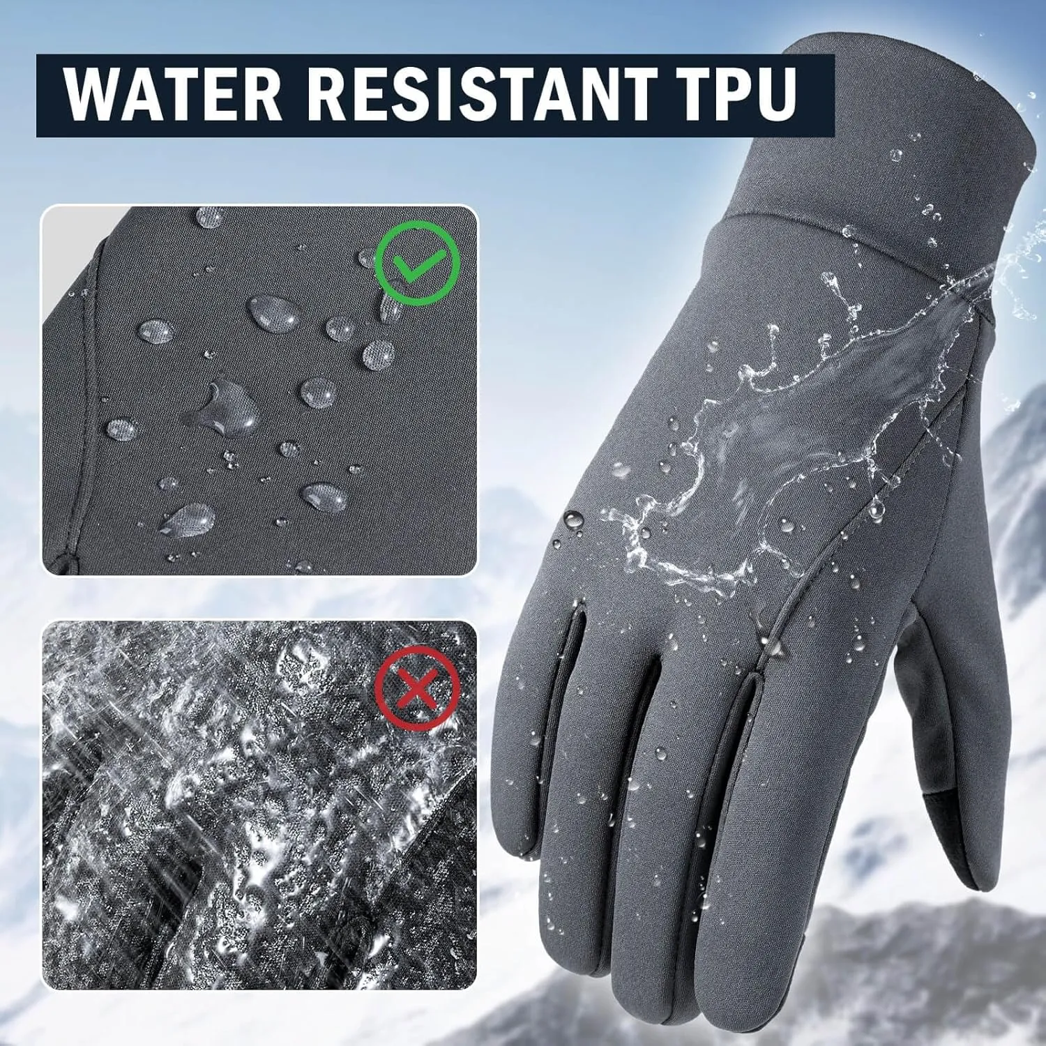 OZERO Winter Touchscreen Gloves for Men: Warm Running Gloves Windproof Water Resistant - Lightweight Thermal Glove for Hiking Cycling Driving