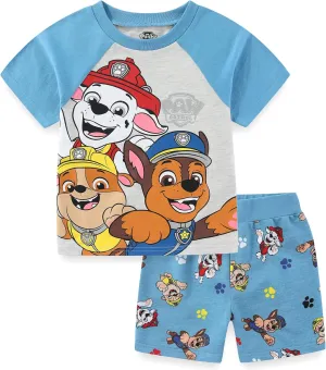 Paw Patrol Nickelodeon Boys Short Sleeve T-Shirt and French Terry Shorts Set for Toddler and Big Kids