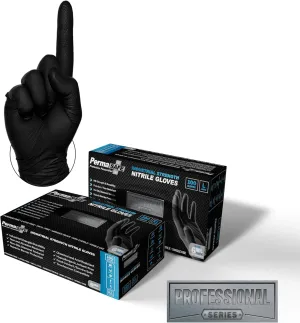 PermaSafe HD Black Disposable Nitrile Industrial Gloves, 6  Mil, Latex-Free, Raised Textured, Mechanics, Medical, Food, More