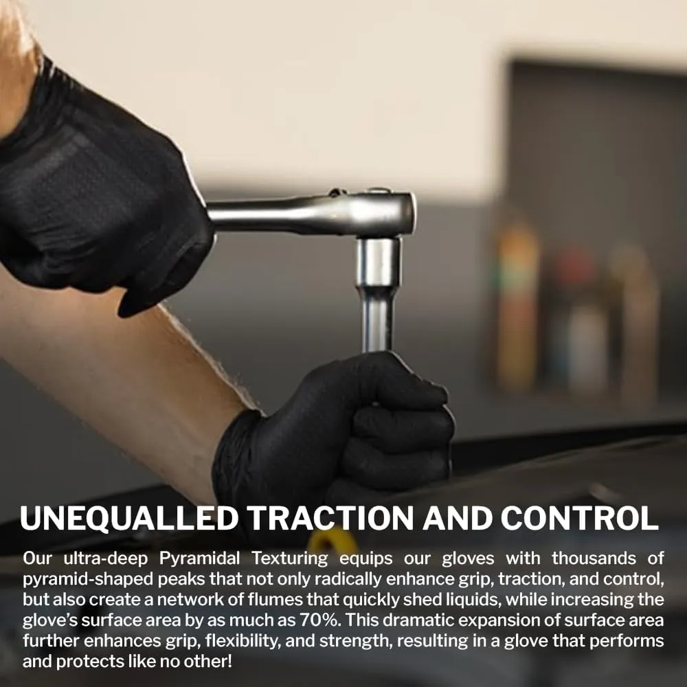 PermaSafe HD Black Disposable Nitrile Industrial Gloves, 6  Mil, Latex-Free, Raised Textured, Mechanics, Medical, Food, More