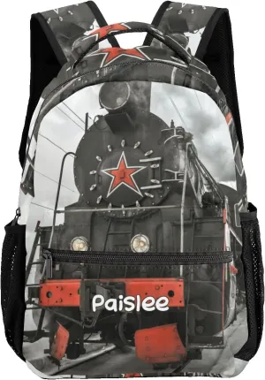 Platform Train Station Personalized Kids School Backpack Custom Name for Boys Girls Primary Daypack Bookbag Travel Bag