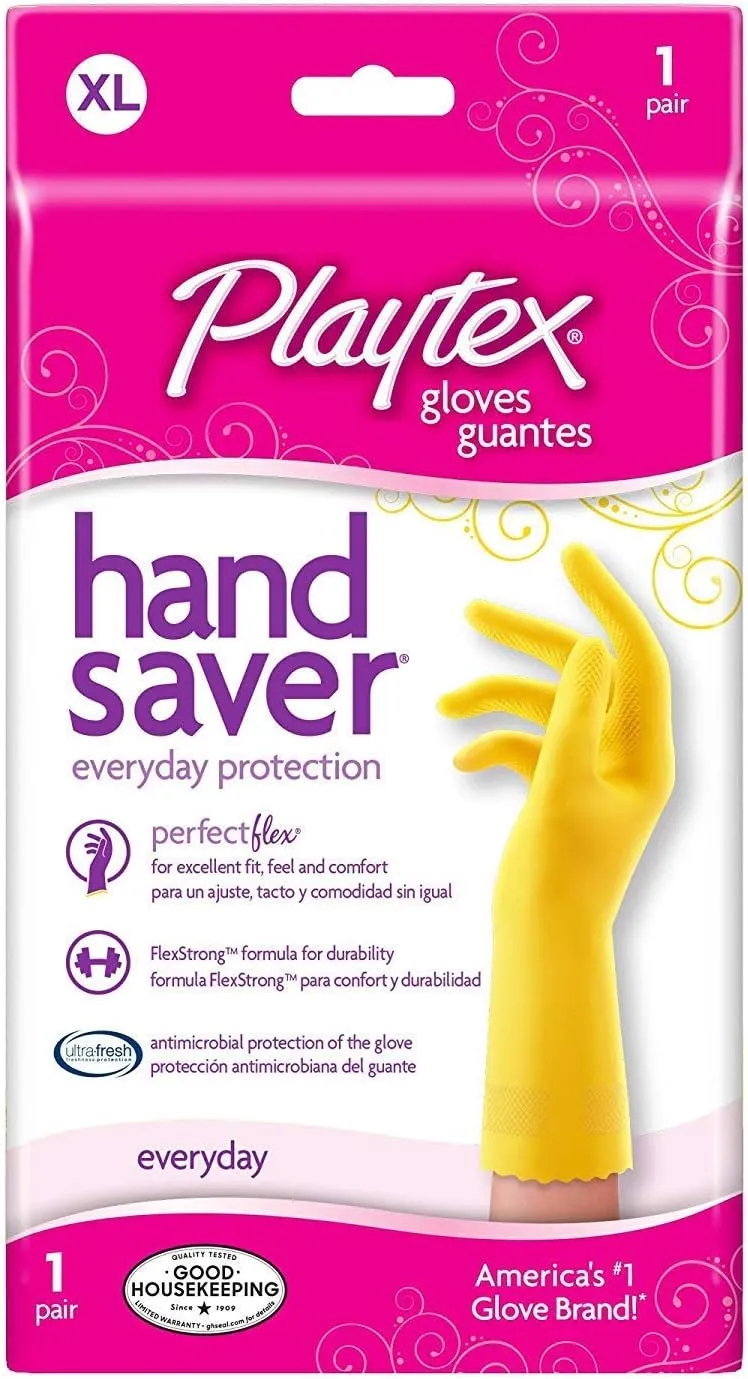 PLAYTEX HandSaver Rubber Gloves for Kitchen and Household Cleaning (8 Pairs)