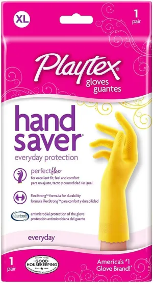 PLAYTEX HandSaver Rubber Gloves for Kitchen and Household Cleaning (8 Pairs)