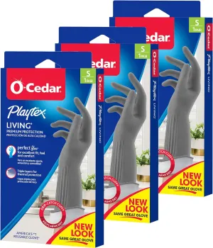 Playtex Living Reuseable Rubber Cleaning Gloves, Color May Vary (Small, Pack - 3)