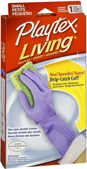PLAYTEX Living Reuseable Rubber Cleaning Gloves (Small, 9 Pack), Premium Protection Reusable Household Gloves