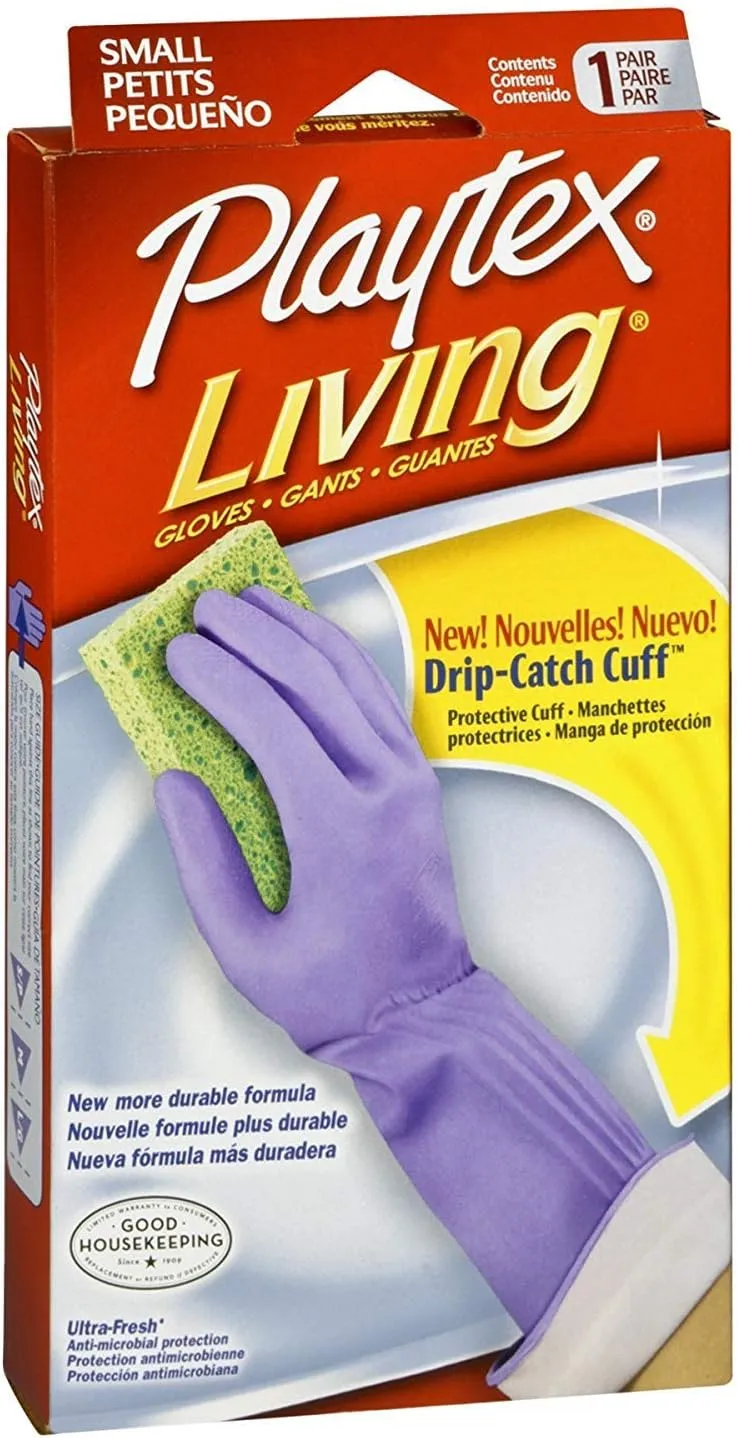 PLAYTEX Living Reuseable Rubber Cleaning Gloves (Small, 9 Pack), Premium Protection Reusable Household Gloves