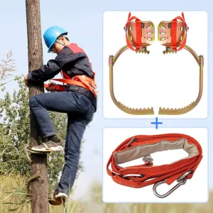 Pole Climbing Spikes, Professional Stainless Steel Tree Climbing Gear Kit with Safe Belt, Tree Climbing Spikes for Hunting Observation, Picking Fruit, Coconut, Simple to Use,400model