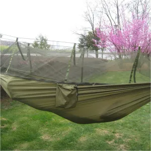 Portable Camping Jungle Outdoor Hammock Hanging Bed Tent Mosquito Net Army Green