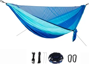 Portable Hammocks, Camping Hammock with Mosquito Net,Travel Lightweight Hammocks with Tree Straps and Solid Carabiners, Hold Up to 660lbs (Blue)