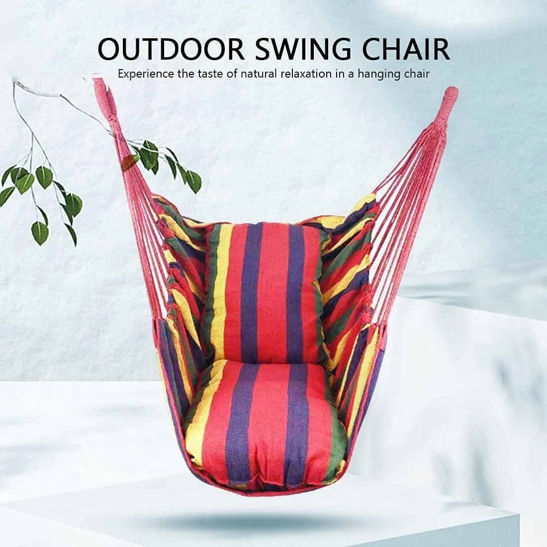 Portable Hammocks Outdoor Hammock Thicken Chair Hanging Portable Relaxation Canvas Swing Travel Camping Lazy Chair Hammock for Outdoor(Blue and White B)