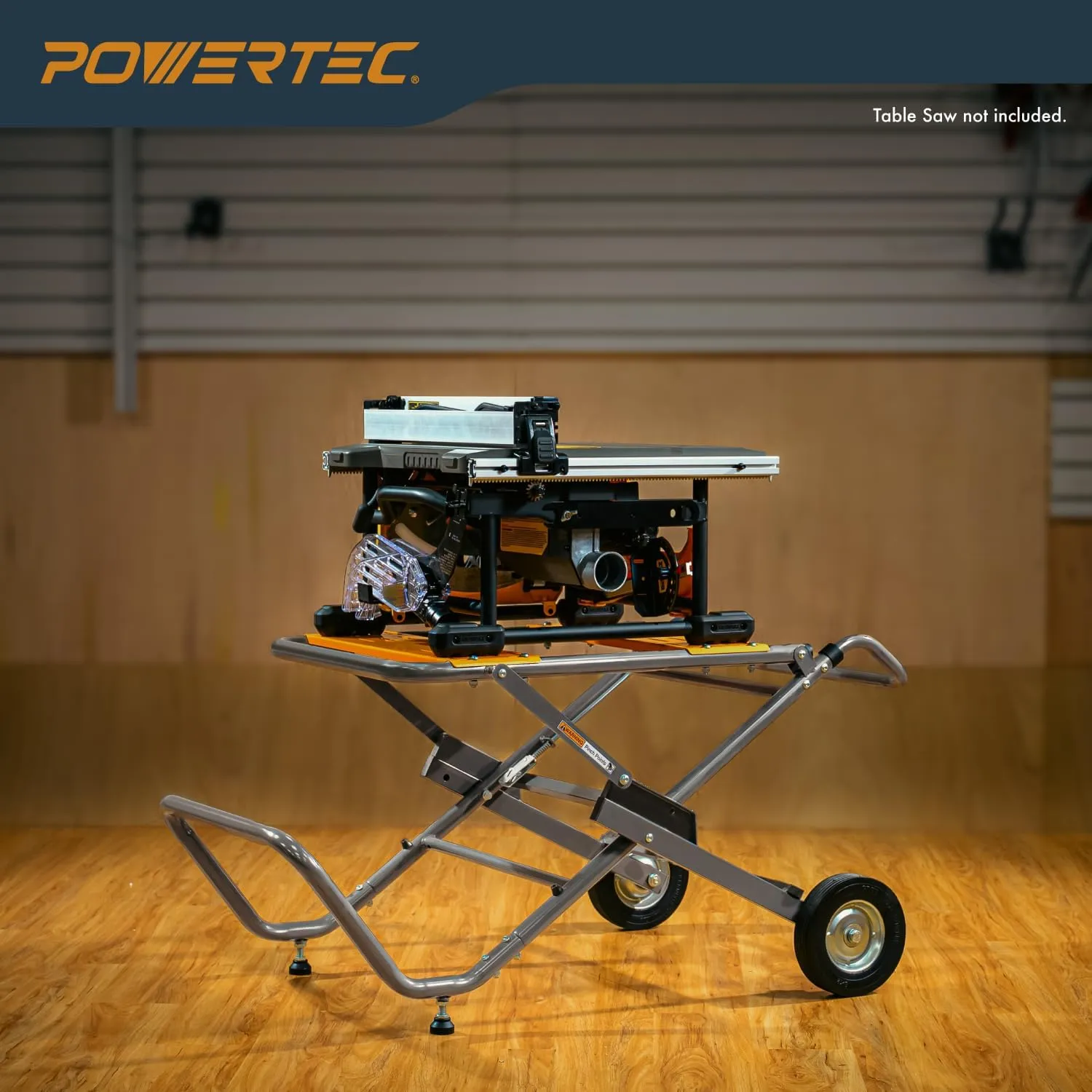 POWERTEC Table Saw Stand with 8-Inch Jobsite Wheels, Upright Folding Design, 330Lbs Load Capacity, Multiple Adjustable Mounting Options (MT4009V)