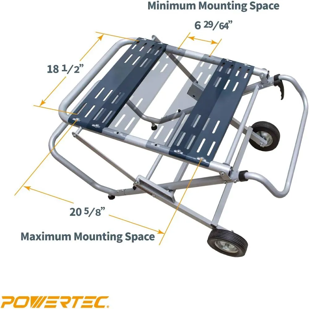 POWERTEC Table Saw Stand with Wheels, Portable Table Saw Stand w/ 330Lbs Load Capacity, Foldable Design for Easy Storage in Garage, Compatible with Dewalt Table Saw (MT4009)