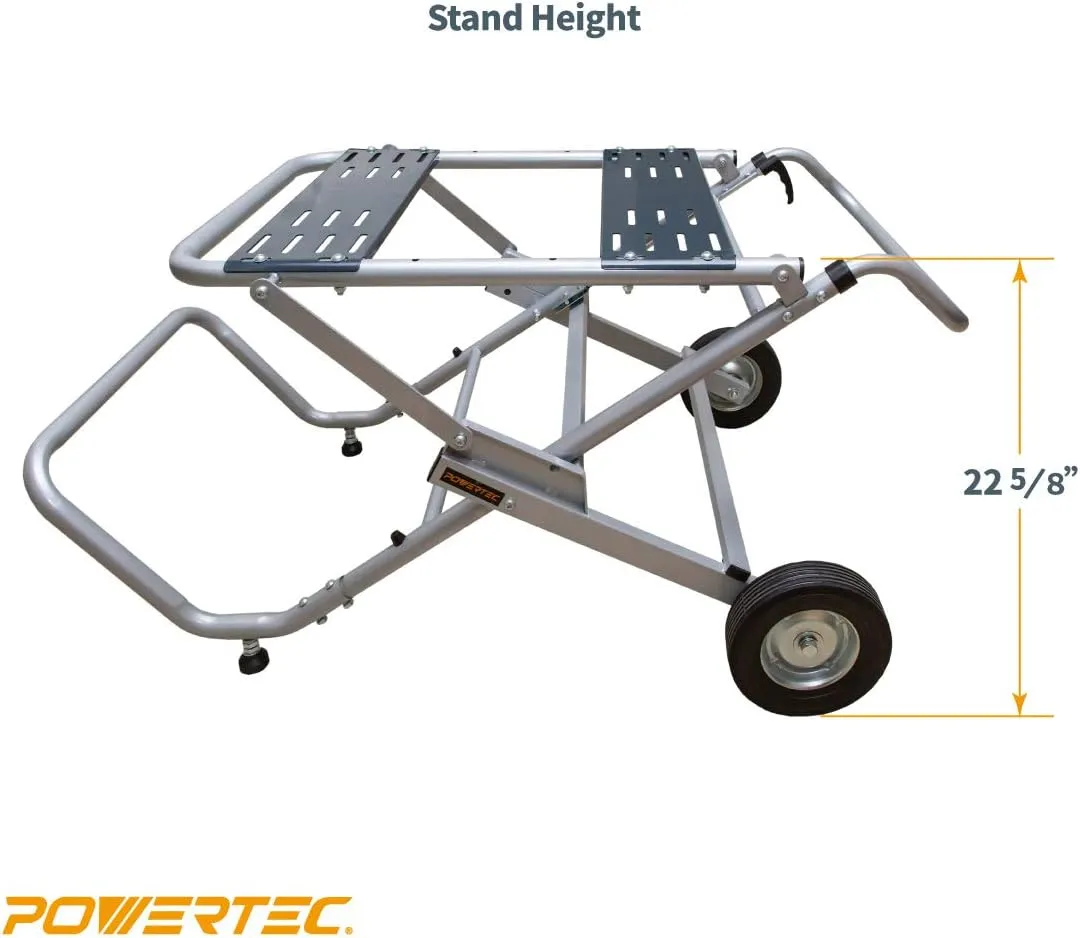 POWERTEC Table Saw Stand with Wheels, Portable Table Saw Stand w/ 330Lbs Load Capacity, Foldable Design for Easy Storage in Garage, Compatible with Dewalt Table Saw (MT4009)