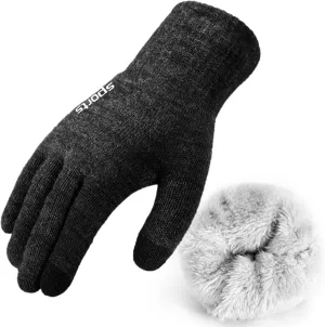 Premillow Winter Gloves for Men Women - Wool Fleece Liner With Touchscreen, Warm Knit for Cold Weather