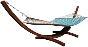 Premium Quilted Teal/Yellow Color, Double Padded Hammock Bed. 2 Person Bed. 425 LB Capacity. Stand NOT Included